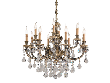 WINDSOR 888/8+4-SH/P - Antique Brass chandelier with Schoeler crystals by Possoni Illuminazione - view 2